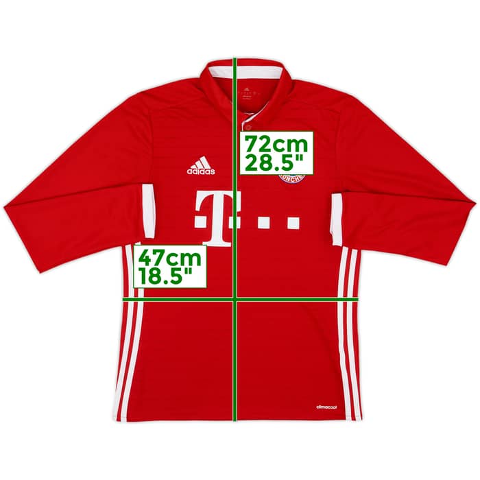2016-17 Bayern Munich Home L/S Shirt - 9/10 - (S)