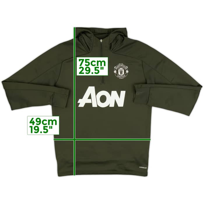 2020-21 Manchester United adidas 1/4 Zip Hooded Drill Top - 9/10 - (M)