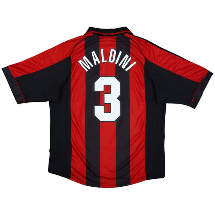 1998-00 AC Milan Home Shirt Maldini #3 - 8/10 - (XL)
