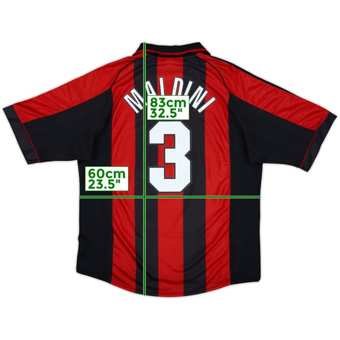 1998-00 AC Milan Home Shirt Maldini #3 - 8/10 - (XL)