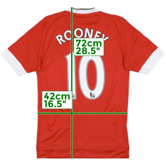 2015-16 Manchester United Home Shirt Rooney #10 - 7/10 - (XS)