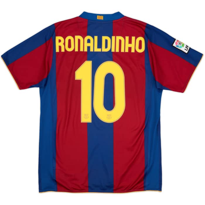 2007-08 Barcelona Home Shirt Ronaldinho #10 - 8/10 - (M)