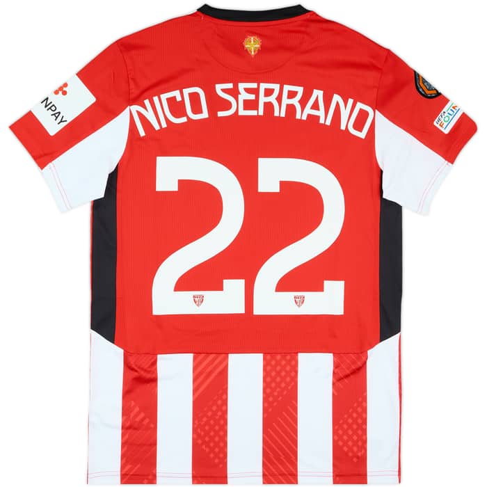 2024-25 Athletic Bilbao Match Issue Europa League Home Shirt Nico Serrano #22