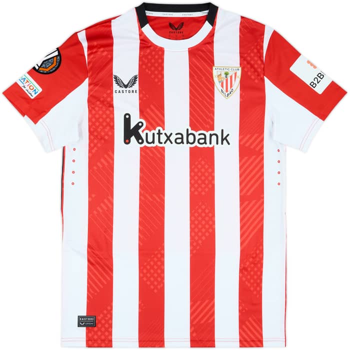 2024-25 Athletic Bilbao Match Issue Europa League Home Shirt Nico Serrano #22