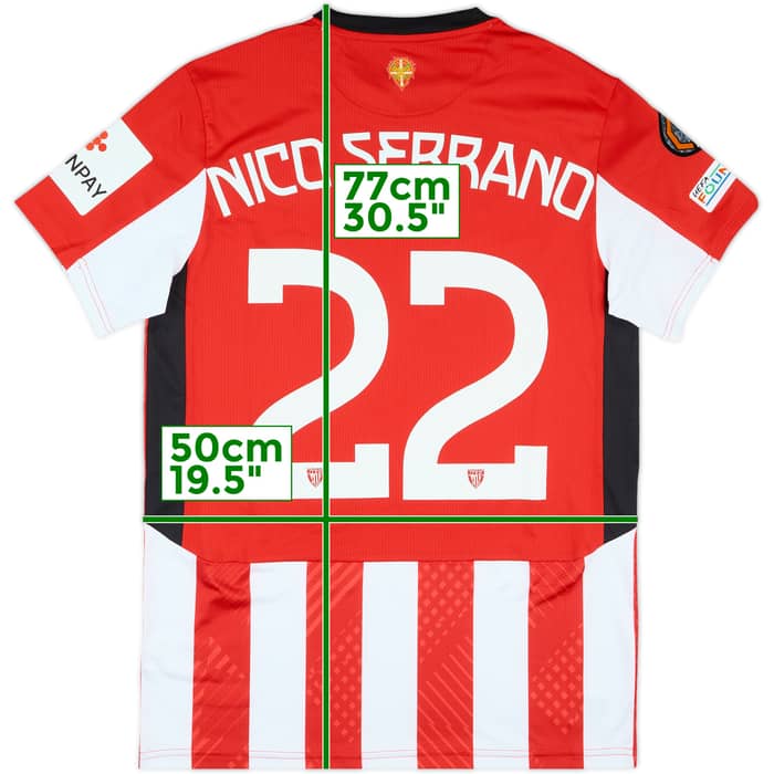 2024-25 Athletic Bilbao Match Issue Europa League Home Shirt Nico Serrano #22