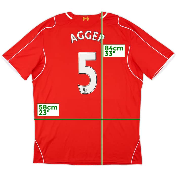 2014-15 Liverpool Home Shirt Agger #5 - 5/10 - (XXL)