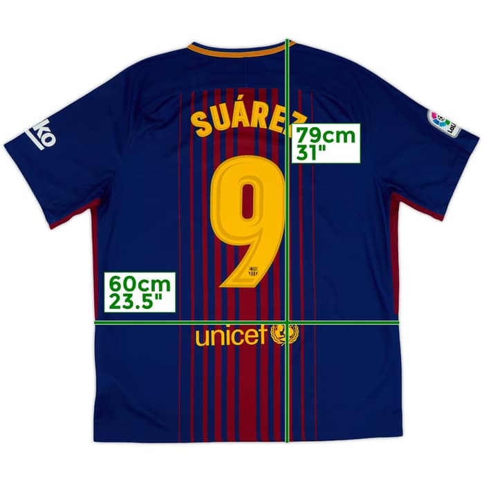 2017-18 Barcelona Home Shirt Suarez #9 - 10/10 - (XL)