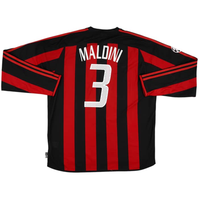 2003-04 AC Milan Home L/S Shirt Maldini #3 - 5/10 - (XL)