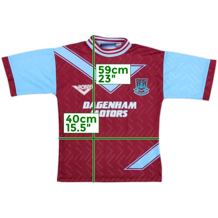 1993-95 West Ham Home Shirt - 8/10 - (M.Boys)