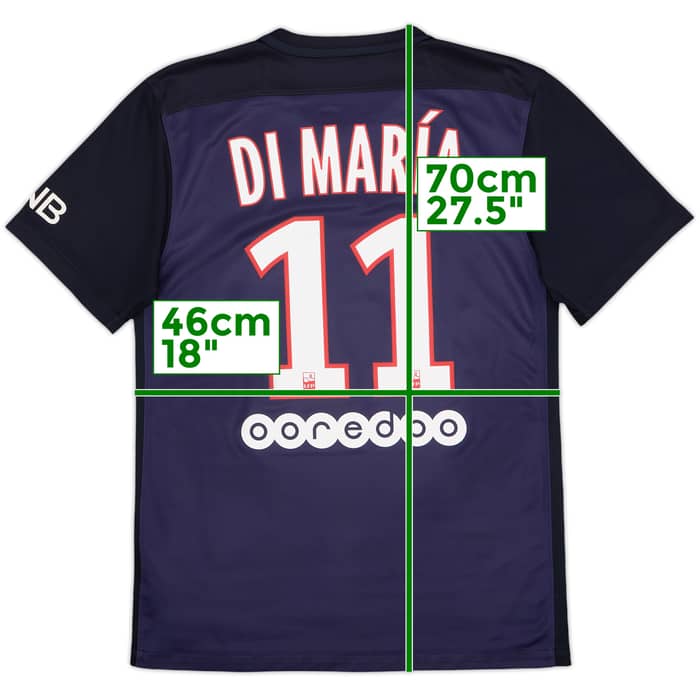 2015-16 Paris Saint-Germain Home Shirt Di Maria #11 - 6/10 - (S)