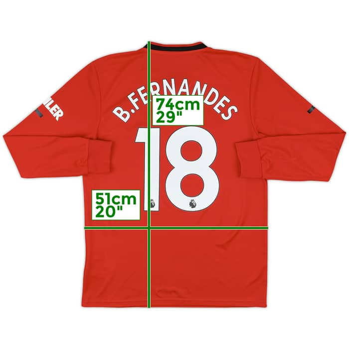 2019-20 Manchester United Home L/S Shirt B.Fernandes #18 - 6/10 - (M)