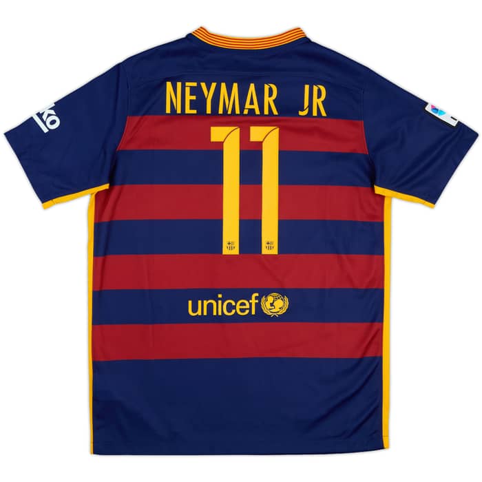2015-16 Barcelona Home Shirt Neymar Jr #11 - 8/10 - (XL.Boys)