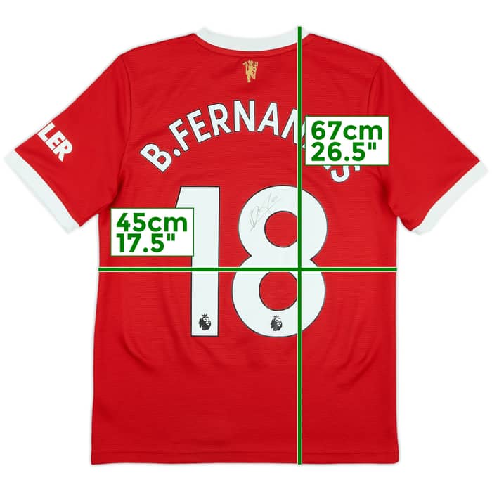 2021-22 Manchester United Signed Home Shirt B.Fernandes #18 - 8/10 - (L.Boys)