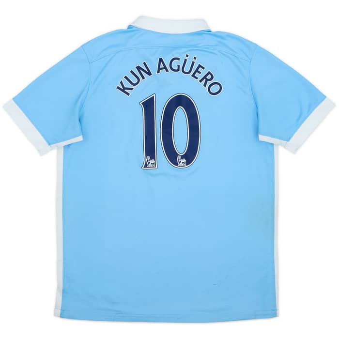2015-16 Manchester City Home Shirt Kun Aguero #10 - 5/10 - (XL.Boys)