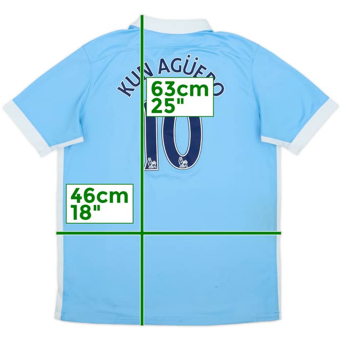 2015-16 Manchester City Home Shirt Kun Aguero #10 - 5/10 - (XL.Boys)