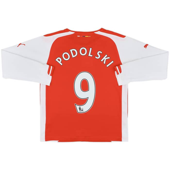 2014-15 Arsenal Home L/S Shirt Podolski #9 - 8/10 - (L.Boys)