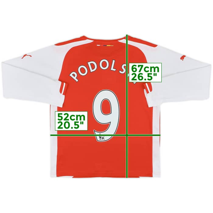 2014-15 Arsenal Home L/S Shirt Podolski #9 - 8/10 - (L.Boys)