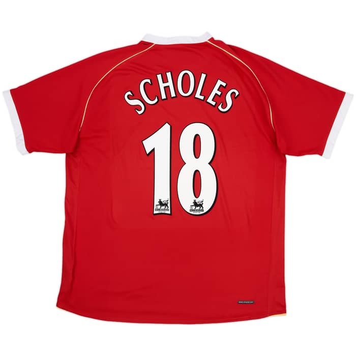 2006-07 Manchester United Home Shirt Scholes #18 - 8/10 - (XL)