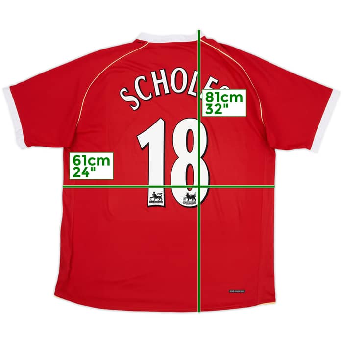 2006-07 Manchester United Home Shirt Scholes #18 - 8/10 - (XL)