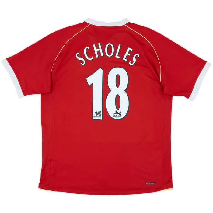 2006-07 Manchester United Home Shirt Scholes #18 - 8/10 - (L)