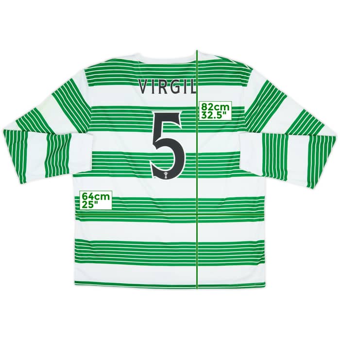 2013-15 Celtic Home L/S Shirt Virgil #5 - 7/10 - (XXL)