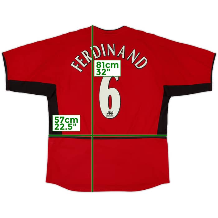 2002-04 Manchester United Home Shirt Ferdinand #6 - 8/10 - (L)