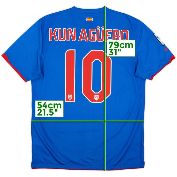2010-11 Atletico Madrid Away Shirt Kun Aguero #10 - 8/10 - (L)