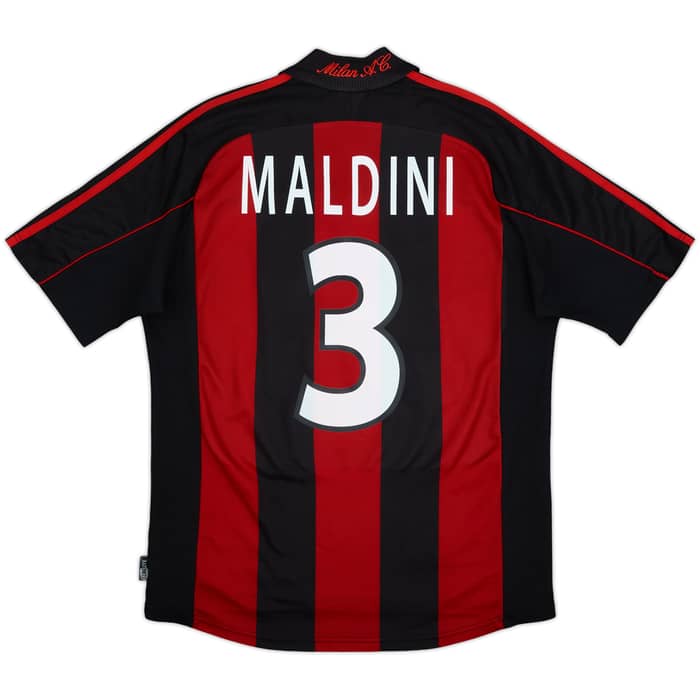 2000-02 AC Milan Home Shirt Maldini #3 - 9/10 - (M)