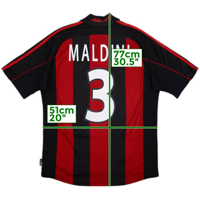 2000-02 AC Milan Home Shirt Maldini #3 - 9/10 - (M)