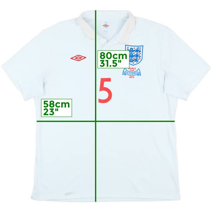 2010-11 England 'World Cup South Africa 2010' Home Shirt Dawson #5 - 7/10 - (XL)