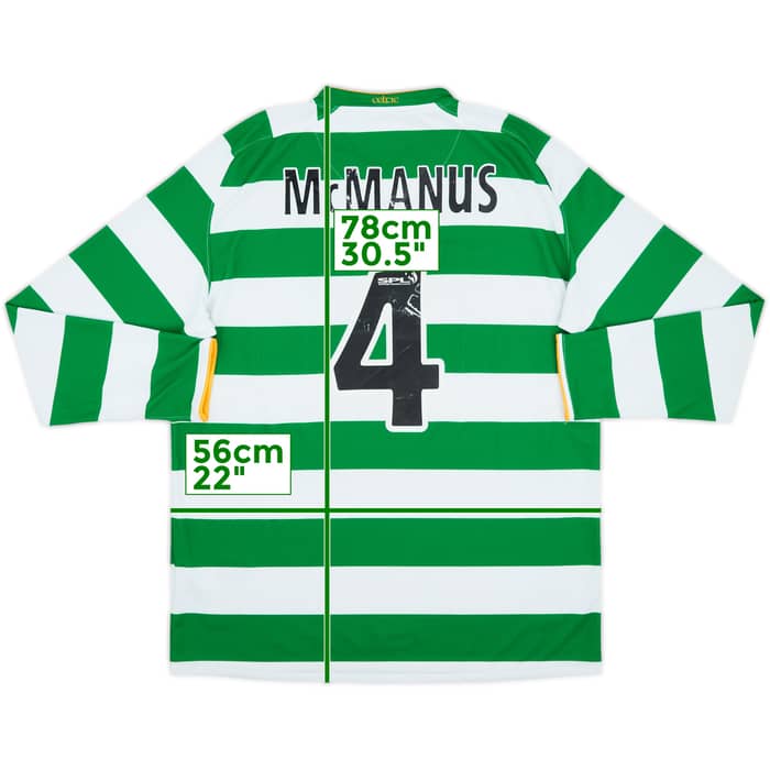 2008-10 Celtic Home L/S Shirt McManus #4 - 5/10 - (L)