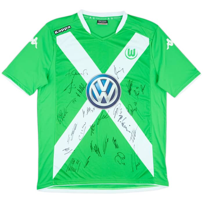 2014-15 Wolfsburg Squad Signed Home Shirt - 7/10 - (XL)