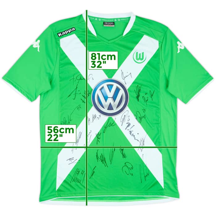 2014-15 Wolfsburg Squad Signed Home Shirt - 7/10 - (XL)