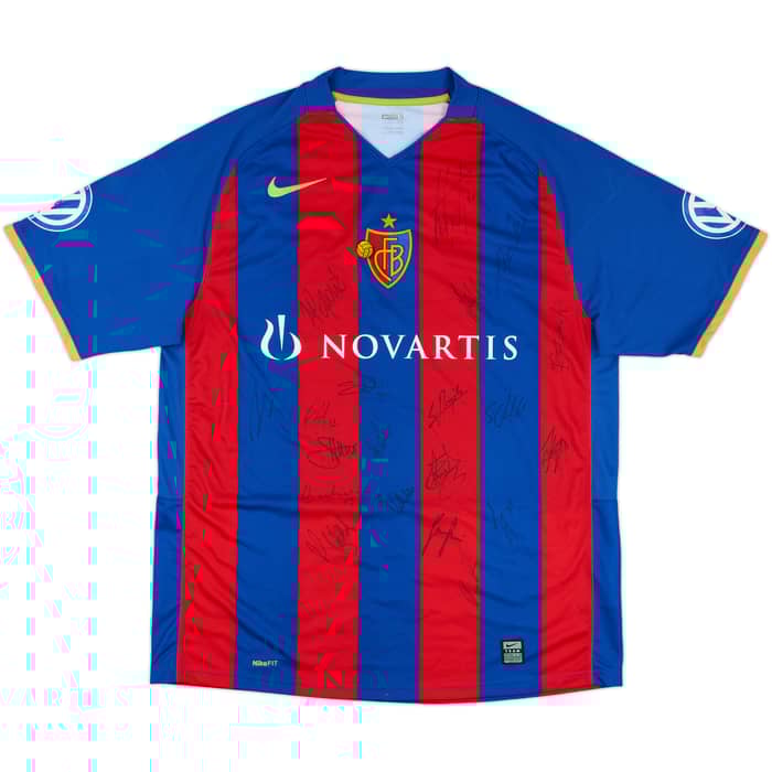 2008-09 FC Basel Squad Signed Home Shirt - 7/10 - (L)