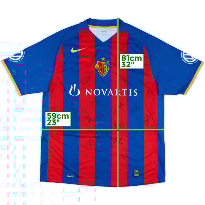 2008-09 FC Basel Squad Signed Home Shirt - 7/10 - (L)