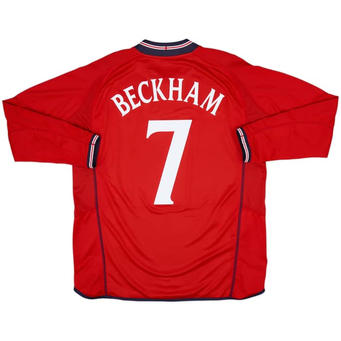 2002-04 England Away L/S Shirt Beckham #7 - 8/10 - (L)