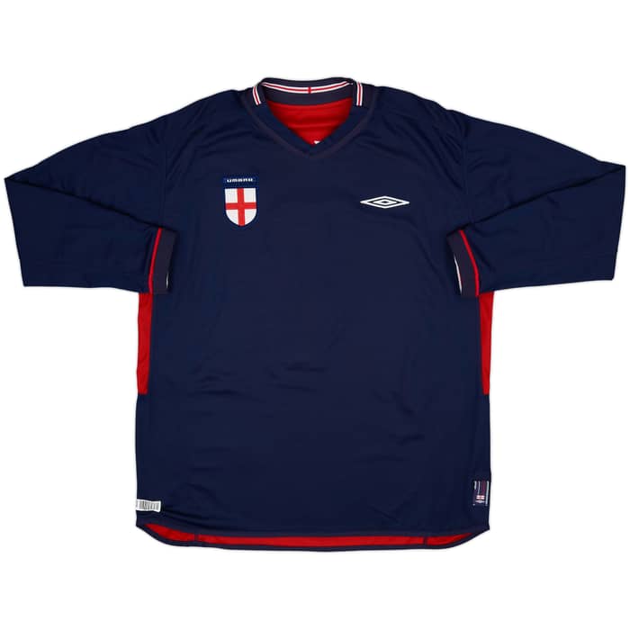 2002-04 England Away L/S Shirt Beckham #7 - 8/10 - (L)