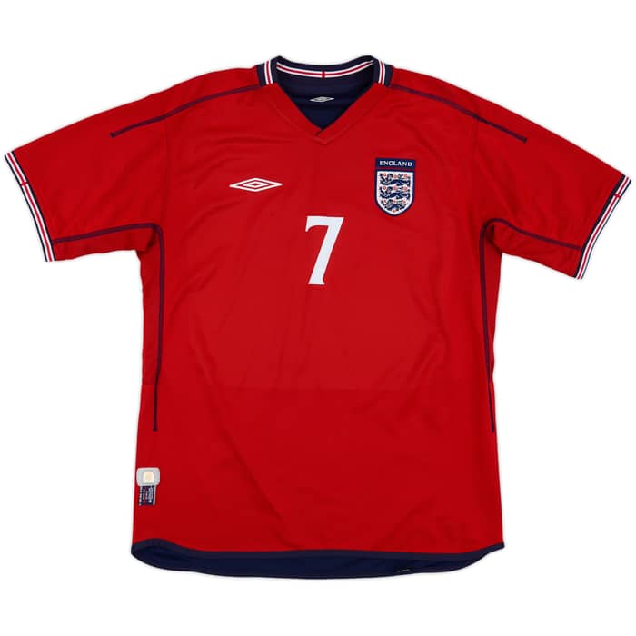 2002-04 England Away Shirt Beckham #7 - 7/10 - (L)