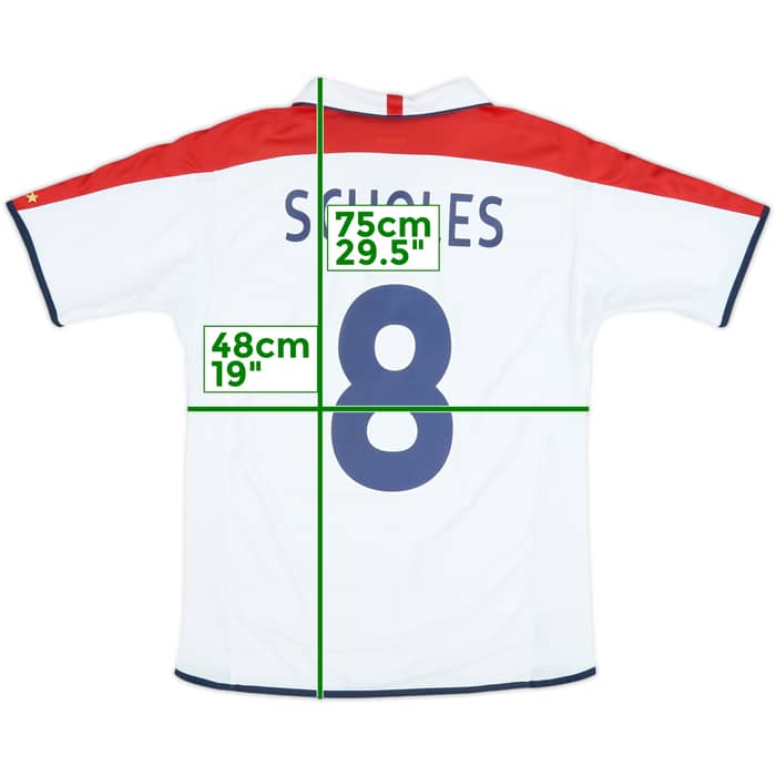 2003-05 England Home Shirt Scholes #8 - 6/10 - (M)