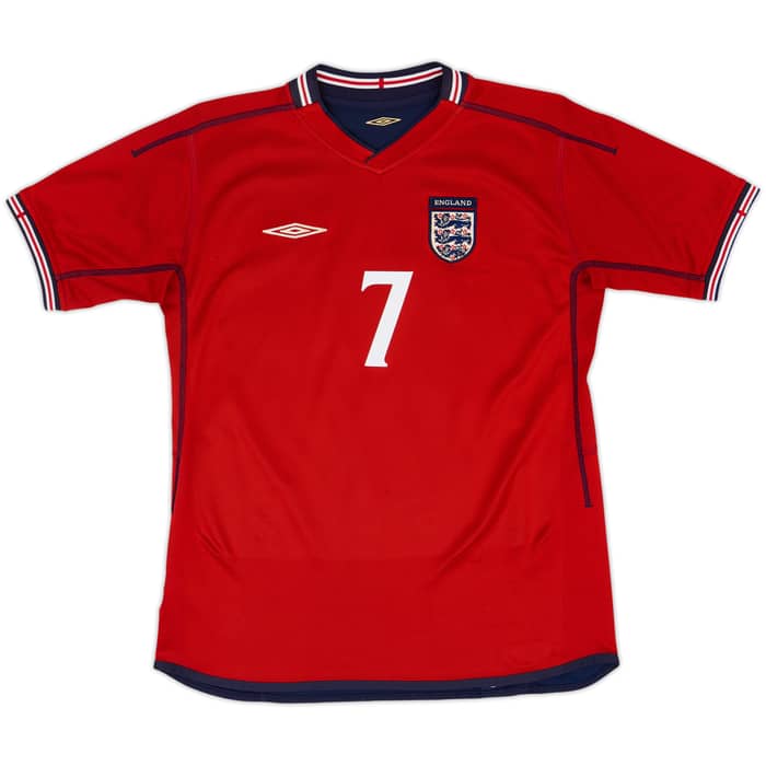2002-04 England Away Shirt Beckham #7 - 8/10 - (XL.Boys)