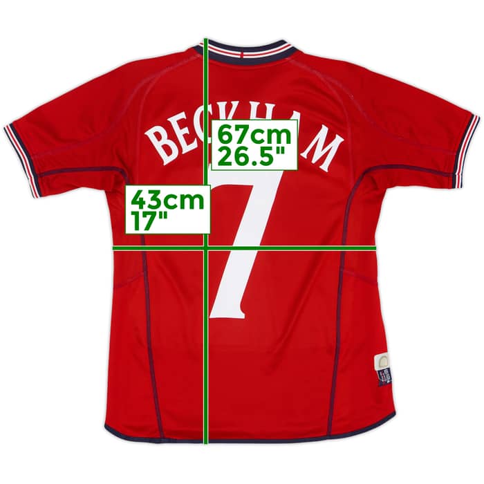 2002-04 England Away Shirt Beckham #7 - 8/10 - (XL.Boys)