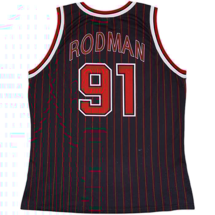 1995-97 Chicago Bulls Rodman #91 Champion Alternate Jersey - 4/10 - (XL)