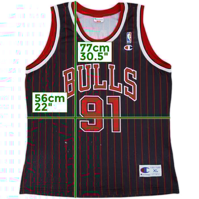 1995-97 Chicago Bulls Rodman #91 Champion Alternate Jersey - 4/10 - (XL)