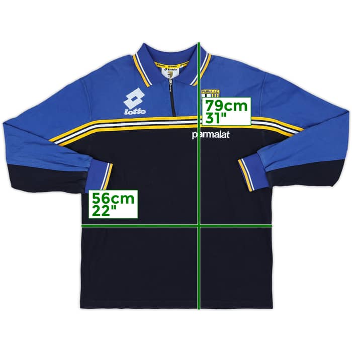 1998-99 Parma Lotto 1/4 Zip L/S Polo Shirt - 8/10 - (XL)