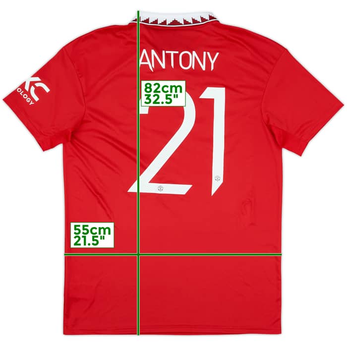 2022-23 Manchester United Home Shirt Antony #21 - 8/10 - (L)