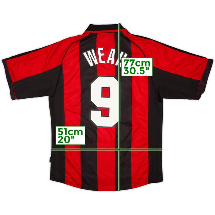 1998-00 AC Milan Home Shirt Weah #9 - 8/10 - (M)