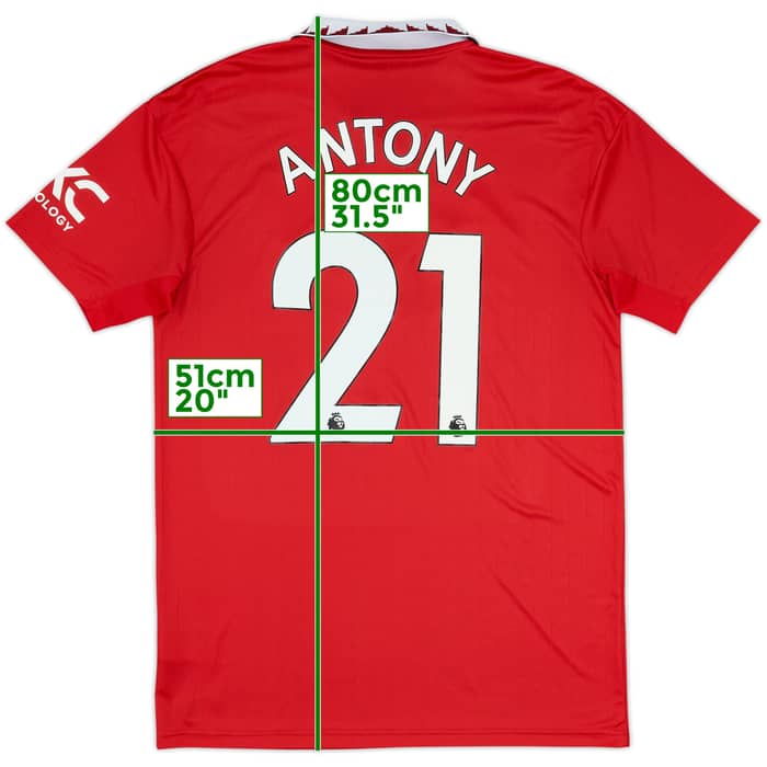 2022-23 Manchester United Home Shirt Antony #21 - 8/10 - (M)