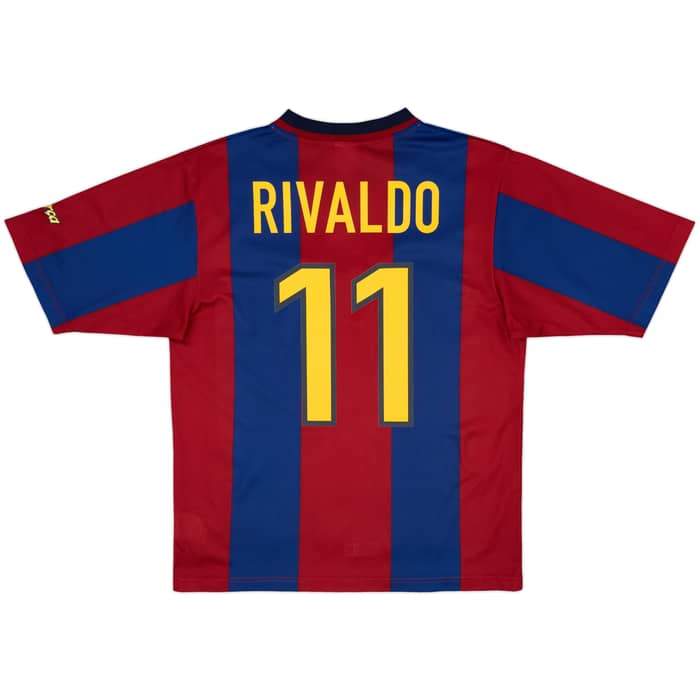 1998-00 Barcelona Basic Home Shirt Rivaldo #11 - 10/10 - (M)