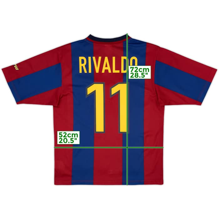 1998-00 Barcelona Basic Home Shirt Rivaldo #11 - 10/10 - (M)