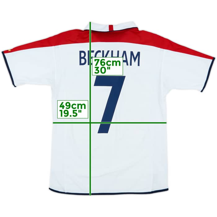 2003-05 England Home Shirt Beckham #7 - 7/10 - (M)
